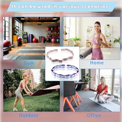 2PCS Elastic Yoga Stretching Strap with 12 Loops Stretch Resistance Exercise Bands for Yoga,Pilates,Dance,Rhythmic Gymnastics,Physical Therapy,Ballet Couple Style - color: Pink, Blue