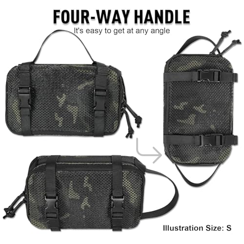 4 Set Tactical Packing Cubes ，Compressible Mesh Duffle Storage Bag,Portable Edc Molle Pouch Organizer. - color: Multiblack