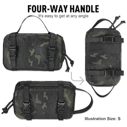 4 Set Tactical Packing Cubes ，Compressible Mesh Duffle Storage Bag,Portable Edc Molle Pouch Organizer. - color: Multiblack
