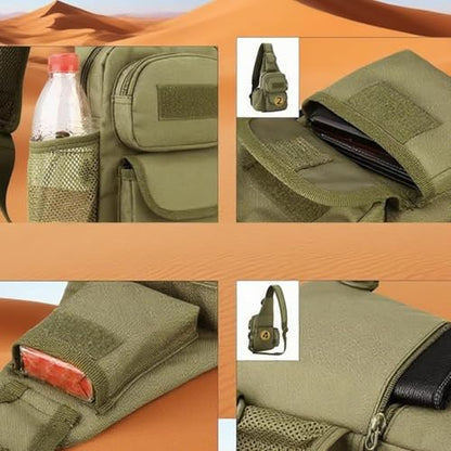 Sling Bag Crossbody Backpack for Men Women Travel Outdoor Camping (Army green) - color: Army Green