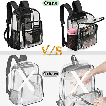 Clear Backpacks for School Large Clear Bookbag with Multi-Pockets PVC Transparent Backpack for College,Work,Light Purple - color: Light Purple-1pack