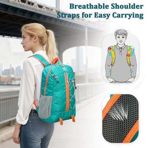 Ultra Lightweight Packable Backpack Water Resistant for Travel Camping Outdoor, 25L, 5 Colors