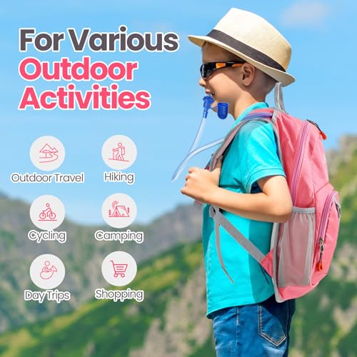 Shinylin 2 Pcs Kids Hydration Backpack with 1.5L Water Bladder Lightweight Kids Hiking Backpack Water Rucksack for Boys Girls Climbing Running - color: Black,Pink, style: Classic