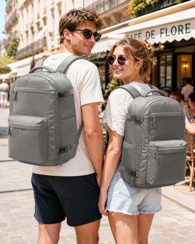 Vacuum Seal Travel Backpack with Air Pump Vacpack Waterproof Carry On Backpack for Travel Bag Women with Vacuum System Compression Airlines Approved Daypack Laptop Hiking Space Saver Bag GreyBrown - color: A34-greybrown, size: Large