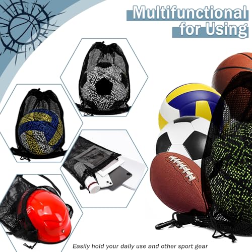 STAY GENT Drawstring Basketball Backpack for Boys, Foldable Soccer Backpack Gym Bag Sackpack Sports Sack with Detachable Ball Mesh Bag for Volleyball Baseball Yoga - color: Coal Black