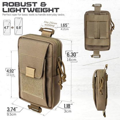 Tactical Backpack Accessories Pouch, Molle Accessories Shoulder Strap Attachment Pouches Utility EDC Phone Pouch Sport - color: Coyote Brown-2pcs