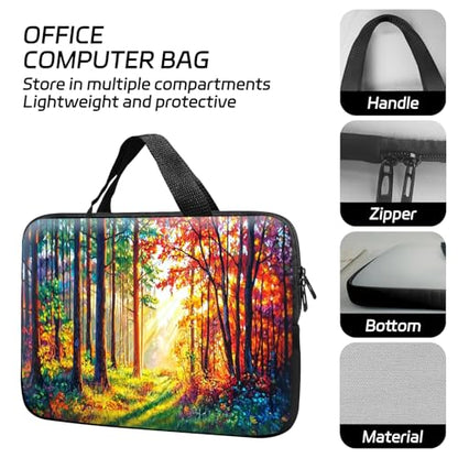 14 15 15.4 15.6 inch Laptop Handle Bag Computer Bag, Pouch Holder Notebook Sleeve Cover Soft Case Compatible for Dell,Lenovo,Toshiba HP, Asus Notebook-Autumn Forest - color: Autumn Forest