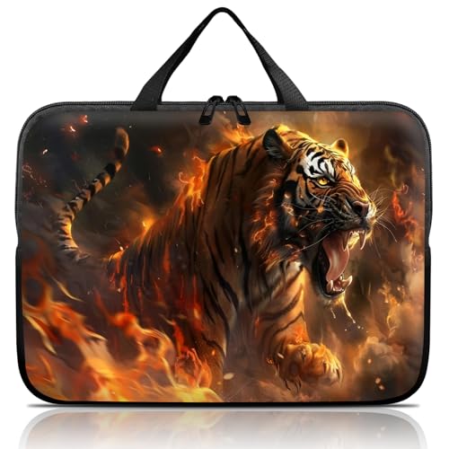 14 15 15.4 15.6 inch Laptop Handle Bag Computer Bag, Pouch Holder Notebook Sleeve Cover Soft Case Compatible for Dell,Lenovo,Toshiba HP, Asus Notebook-Majestic Tiger Roaring - color: Majestic Tiger Roaring