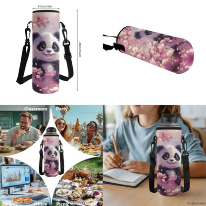 ZDCUSTOM Panda Backpack Set with Lunch Bags for Kids, School Backpack for Girls 1st 2nd 3rd Grade, Elementary Bookbag with Pencil Pouch, Cup Sleeve, Keychain, Pink School Bag for Girls - color: Panda