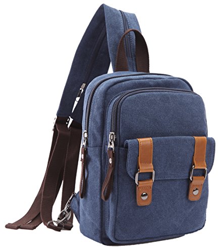 Arbag Small Cute Backpack Vintage Casual Canvas Shoulder Bag Daypack (Navy blue) - color: Navy Blue
