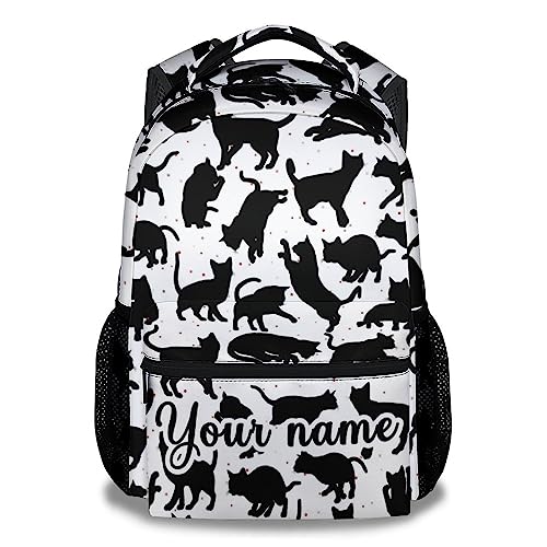 Personalized Cat Backpack for Girls Boys, 16 Inch Cat Theme Bookbag with Adjustable Straps, Durable, Lightweight, School Bag with Large Capacity - color: Color-3-1
