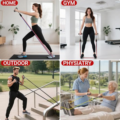 Readaeer Resistance Bands, Exercise Bands for Working Out, Work Out Bands with Handles for Men and Women for Indoor and Outdoor Sports
