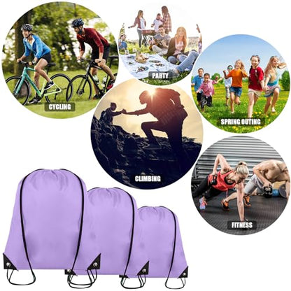 Grneric 100 Pieces Drawstring Backpack Bulk Cinch Sackpack Ployster Drawstring Bags for Gym Party Trip(Lavender) - color: Lavender