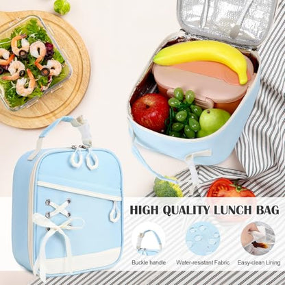 DIGOBAY Backpacks for Girls - 3PCS Girls Backpack with Lunch Box & Pencil Pouch School Backpacks for Elementary Middle High College School Bookbag for Teen Girl Kids Students Blue - color: Bluebeige