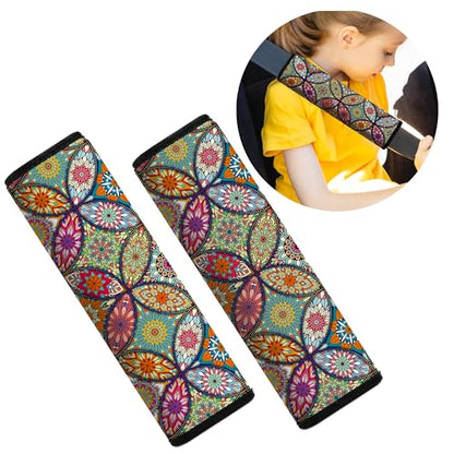 Car Seat Belt Pad Cover, 2-Pack Soft Car Safety Seat Belt Strap Shoulder Pad for Adults and Children, Suitable for Car Seat Belt, Backpack, Shoulder Bag (Pretty Mandala) - color: Pretty Mandala
