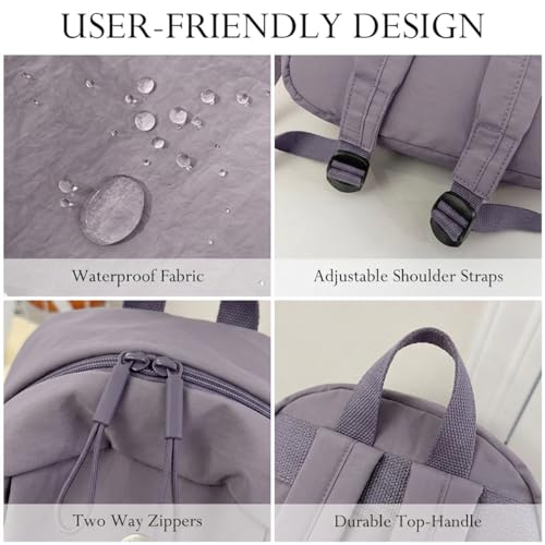 Nylon Backpack for Women Men, Waterproof Travel Backpack Purse Casual Daypack, Gym School Backpack for Daily Cycling (Purple) - color: Purple