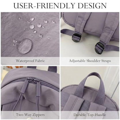 Nylon Backpack for Women Men, Waterproof Travel Backpack Purse Casual Daypack, Gym School Backpack for Daily Cycling (Purple) - color: Purple