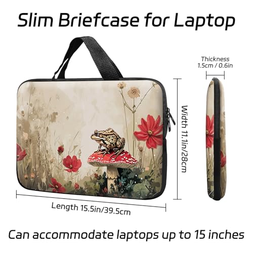 14 15 15.4 15.6 inch Laptop Handle Bag Computer Bag, Pouch Holder Notebook Sleeve Cover Soft Case Compatible for Dell,Lenovo,Toshiba HP, Asus Notebook-Mushroom Frog Flower - color: Mushroom Frog Flower