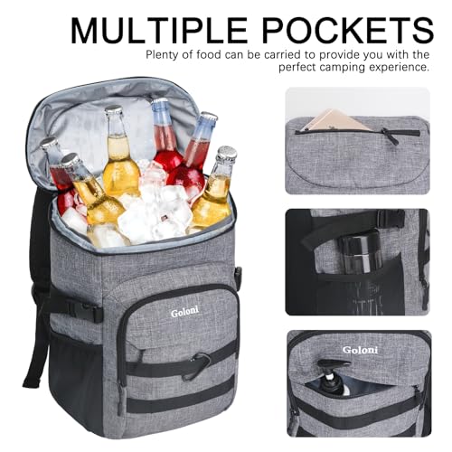Cooler Backpack Insulated Leak Proof,Small Soft Coolers Bag for Men and Women Camping,Travel,Beach,Hiking,Picnic - color: Grey
