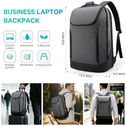 FUTURE AESTHETIC Business Smart Backpack Waterproof fit 15.6 Inch Laptop Backpack with USB Charging Port,Travel Durable Backpack - color: Gray