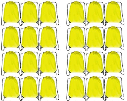 Drawstring Backpack Bulk 24Pcs Draw String Backpack Bags DIY Gym Sports Traveling Yoga Cinch Bag Sackpack Drawstring(yellow) - color: Yellow