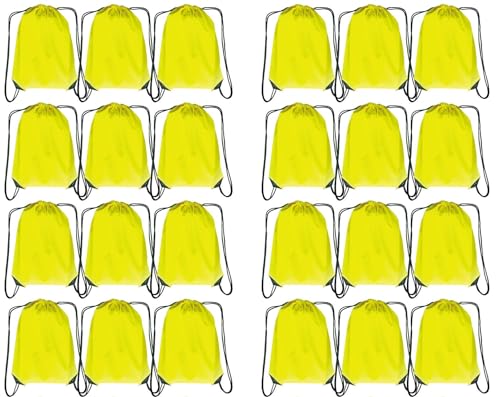 Drawstring Backpack Bulk 24Pcs Draw String Backpack Bags DIY Gym Sports Traveling Yoga Cinch Bag Sackpack Drawstring(yellow) - color: Yellow