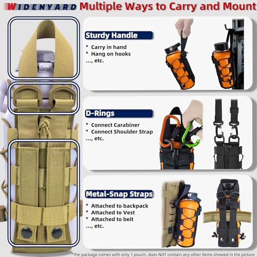 Molle Water Bottle Holder Pouch, 16-77 oz Adjustable Capacity Tactical Bottle Bag, Compatible with Backpack, Vest, Belt for Outdoor Activities - color: Brown, style: Basic