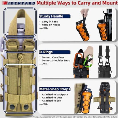 Molle Water Bottle Holder Pouch, 16-77 oz Adjustable Capacity Tactical Bottle Bag, Compatible with Backpack, Vest, Belt for Outdoor Activities - color: Brown, style: Basic