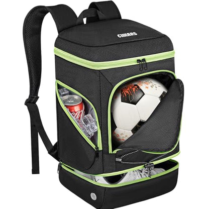 Soccer Backpack,Soccer Bag with Ball Holder and Shoe Compartment - color: sport soccer bag 2025 BLACK GREEN