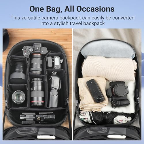 Hardshell Professional Photography Backpack for DSLR Digital Cameras, 22L