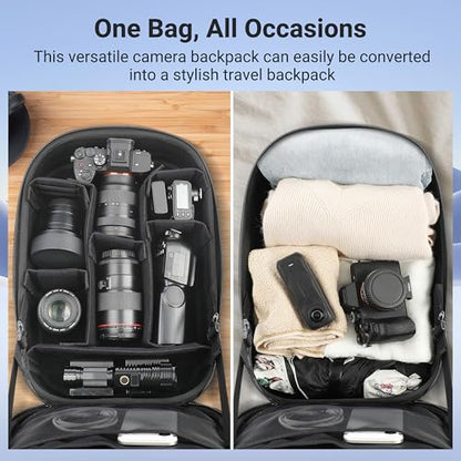 Hardshell Professional Photography Backpack for DSLR Digital Cameras, 22L
