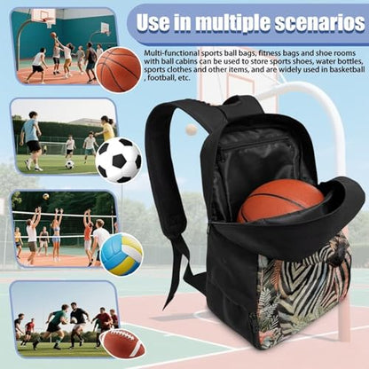 Basketball Backpack With Separate Ball Compartment And Shoes Fit Basketball Volleyball Football - color: Zebra