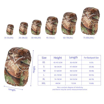 M METERXITY Backpack Rain Cover - Waterproof Lightweight Cover, Apply to Cycling/Hiking/Mountain Climbing (30-40L, M, Leaf Camo)