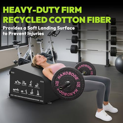 HANDBODE Hip Thrust Bench, Multi-Functional Slip-Free Hip Thrust Machine for Glute Bridge, Box Jump, Push-Ups, Squat, Ab Exercise, Suitable for Home & Gym - color: Hip Thrust Bench-White, style: Hip Thrust Bench