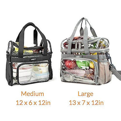 J.CARP Clear Bag Heavy Duty Backpack Durable Transparent See Through Bag - color: Lunch Bag Large, Black