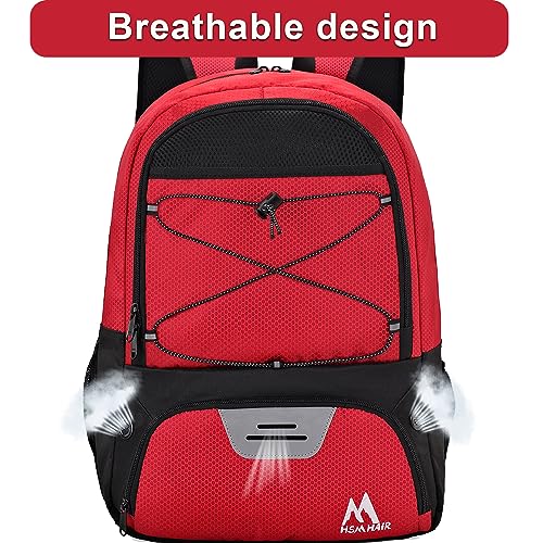 Hsmihair Soccer Bag-Soccer Backpack&Backpack for & Football Volleyball & Basketball,with Ball Compartment and Separate Cleat - color: Red