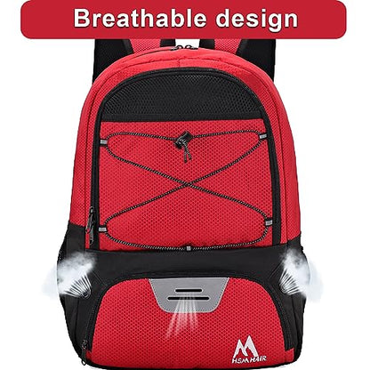 Hsmihair Soccer Bag-Soccer Backpack&Backpack for & Football Volleyball & Basketball,with Ball Compartment and Separate Cleat - color: Red