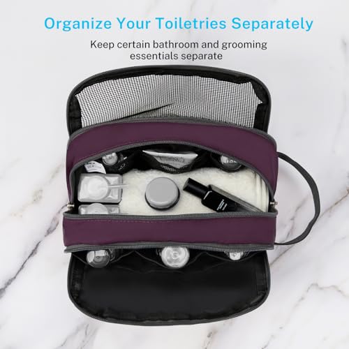 Gonex Travel Toiletry Bag Nylon, Toiletries Kit Shaving Bag Toiletry Organizer Burgundy - color: Burgundy