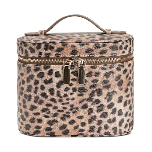 honitty Makeup Bag, Travel Make up Case with Compartments and Handle, Portable Cosmetic Organizer Bags,Toiletry Bag for Women - color: Leopard print(7.6*5.5*6 in), size: M(7.6*5.5*6 in)