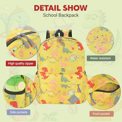 Kids Backpack for Girls Boys - 15 Inch Dinosaur Childrens Backpack Cute School Bag Kindergarten Backpack for Ages 3-8, Yellow - color: Yellow