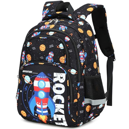 abshoo Cute Rocket School Backpack For Boys Elementary Kindergarten Kids School Bag (Rocket Black) - color: Rocket Black