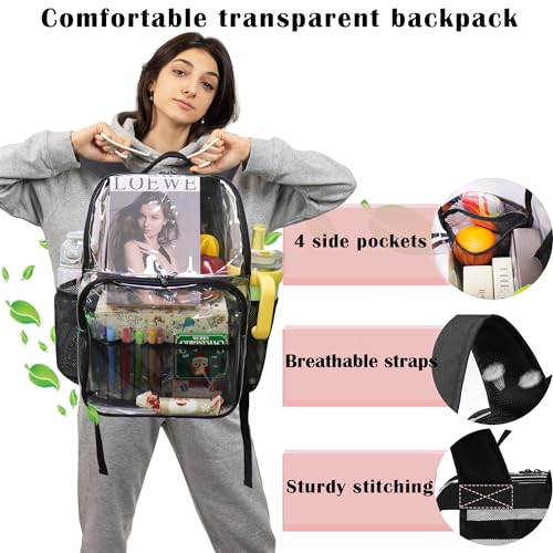 Clear Backpack,See Through Backpack School Approved Heavy Duty Clear Backpack Transparent Bookbag for College Work Travel Security,Gray - color: Gray