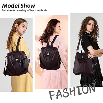 ZOCAI Backpack Purse for Women Fashion Backpack Purses PU Leather Daypacks Anti-Theft Shoulder Bag Satchel Purse - color: Wine