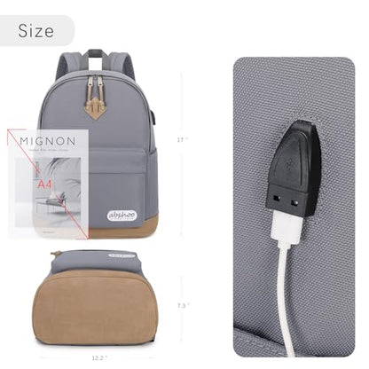 abshoo Basic School Backpack For College Middle High School Water Resistant Bookbag Travel Daypack(Gray) - color: Gray