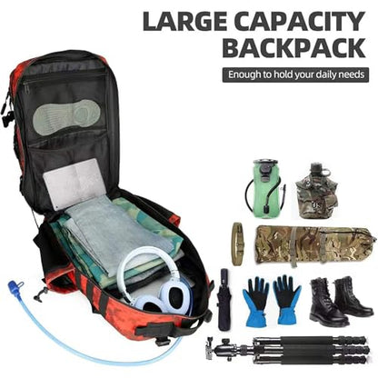 Lovelinks21 45L Tactical Assault Backpack 3 day assault pack with Molle Waterproof backpack Rucksack for Tactical Backpacks (Red water pattern) - color: Red Water Pattern