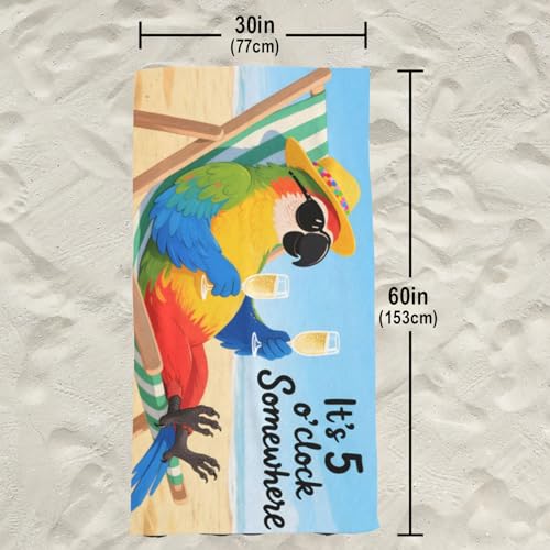 It's 5 O'Clock Somewhere Beach Towel, Funny Summer Aldult Quick Dry Camping Bath Towel, Absorbent Thin Lightweight Beach Blanket for Sports Travel Pool Swimming Bathroom 30x60 Inch/ 77X153cm - color: It's 5 O'clock Somewhere