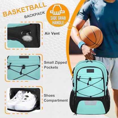 Goloni Soccer Backpack,Basketball Backpack with Ball Compartment & Shoe Compartment,Backpack for Basketball,Soccer - color: Mint Green