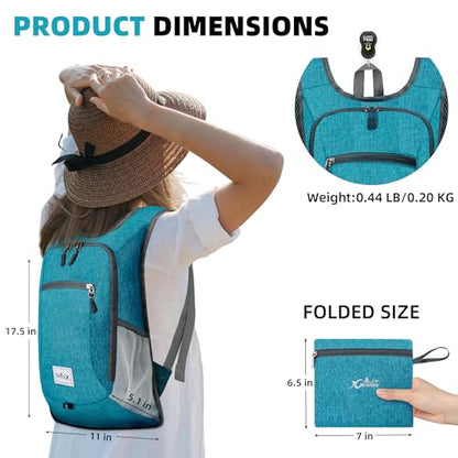 Xgunion Hiking Backpack 10L Small Travel Lightweight Daypack Foldable Hiking Packable Camping Hiking Backpacks for Women Men (Teal Blue) - color: Teal Blue