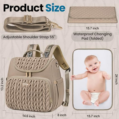 Tealari 4 in 1 Convertible Diaper Bag Backpack,Waterproof Baby Diaper Bag with Changing Pad,Converts into Baby Tote Bag,Diaper Backpack,Stroller Bag and Crossbody Diaper Bag - color: Khaki