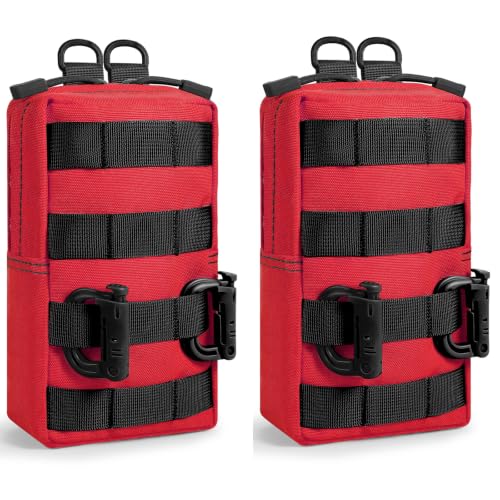 FRTKK 2 Pack Molle Pouches - Tactical Compact Water-Resistant EDC Pouch Bag Small Utility Pouch - color: 2 Pack - Red 3